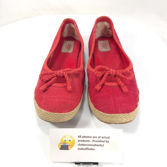 UGG Canvas Casual Ballet Flats Slip On Womens Size 8 1008397 Red - Picture 2 of 9